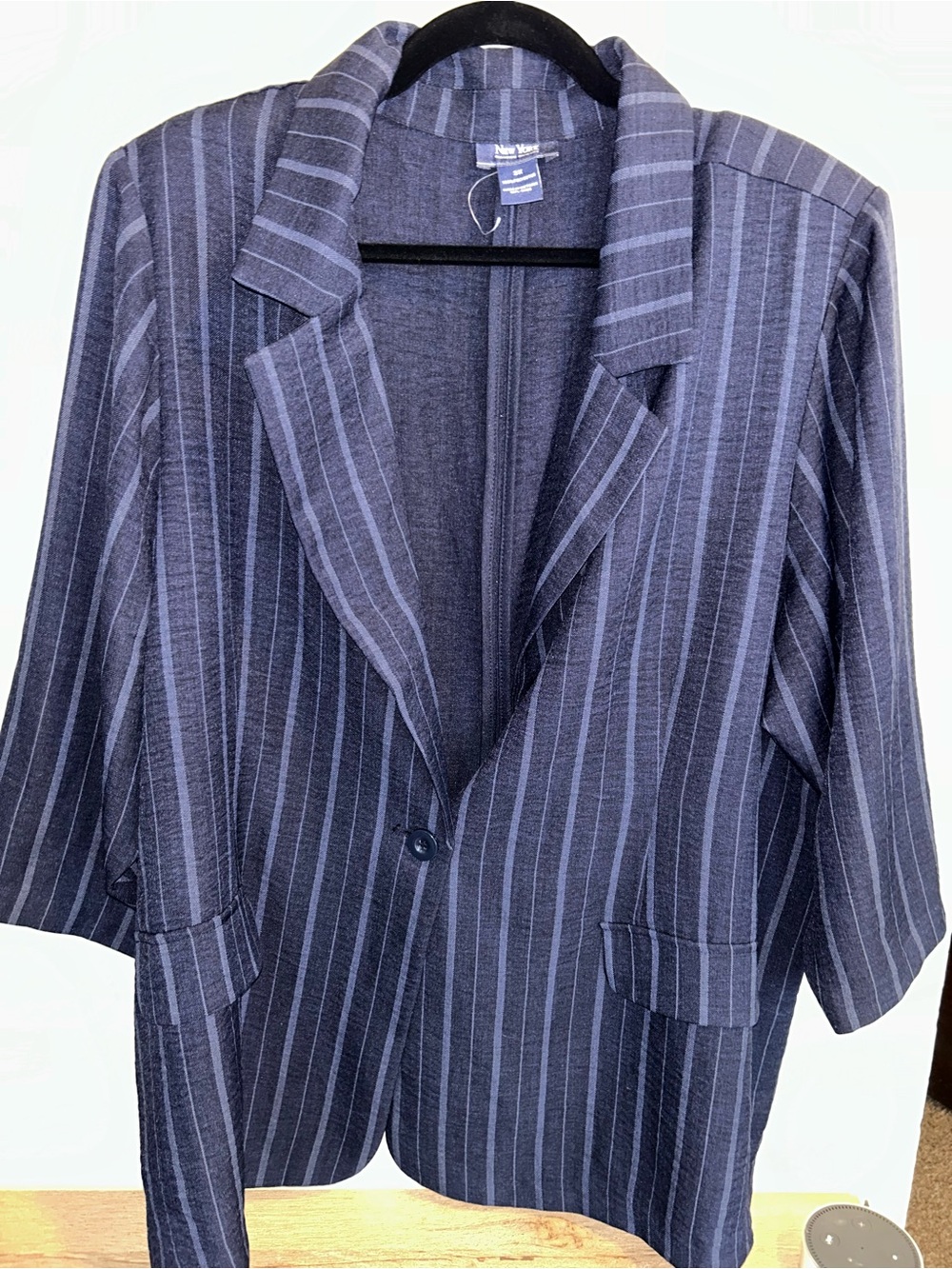 New York & Co Navy Pinstripe Women's Blazer Jacket